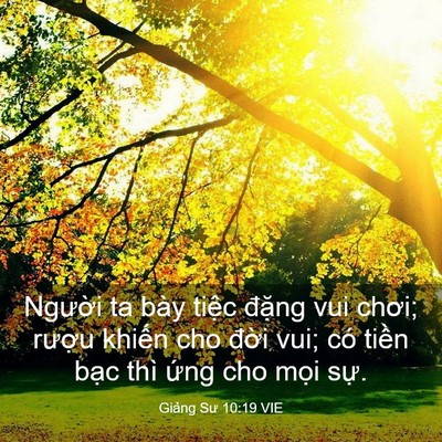 Picture 03 - Giảng Sư 10:19 VIE - Người ta bày tiệc đặng vui chơi; - Bible Verse Picture