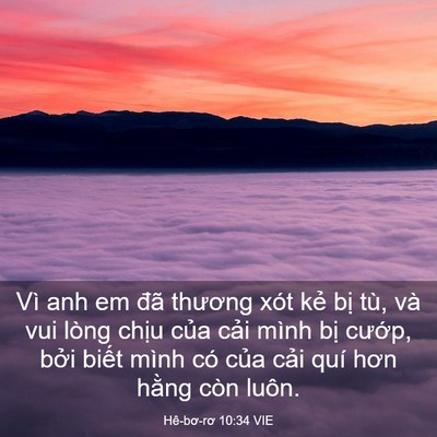 Picture 03 - Hê-bơ-rơ 10:34 VIE - Vì anh em đã thương xót kẻ bị tù, và - Bible Verse Picture