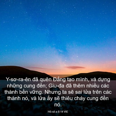 Picture 03 - Hô-sê-a 8:14 VIE - Y-sơ-ra-ên đã quên Đấng tạo mình, và - Bible Verse Picture
