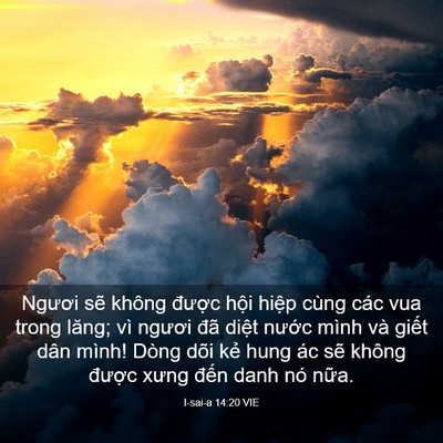 Picture 03 - I-sai-a 14:20 VIE - Ngươi sẽ không được hội hiệp cùng - Bible Verse Picture