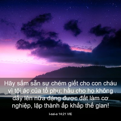 Picture 03 - I-sai-a 14:21 VIE - Hãy sắm sẵn sự chém giết cho con cháu - Bible Verse Picture