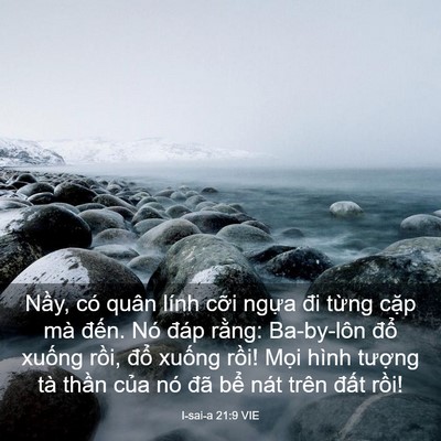 Picture 03 - I-sai-a 21:9 VIE - Nầy, có quân lính cỡi ngựa đi từng - Bible Verse Picture