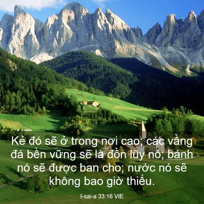 Picture 03 - I-sai-a 33:16 VIE - Kẻ đó sẽ ở trong nơi cao; các vầng - Bible Verse Picture