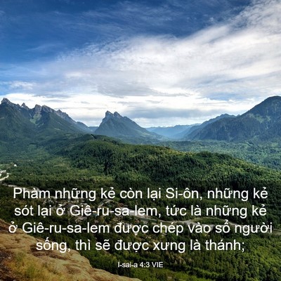 Picture 03 - I-sai-a 4:3 VIE - Phàm những kẻ còn lại Si-ôn, những - Bible Verse Picture