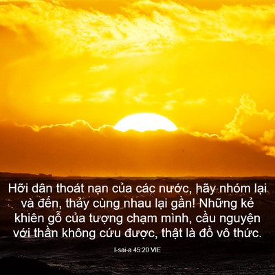 Picture 03 - I-sai-a 45:20 VIE - Hỡi dân thoát nạn của các nước, hãy - Bible Verse Picture