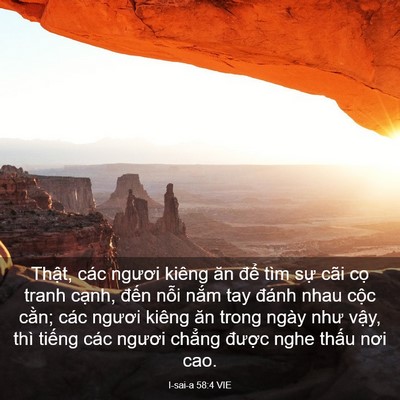 Picture 03 - I-sai-a 58:4 VIE - Thật, các ngươi kiêng ăn để tìm sự - Bible Verse Picture