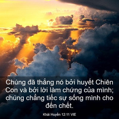 Picture 03 - Khải Huyền 12:11 VIE - Chúng đã thắng nó bởi huyết Chiên Con - Bible Verse Picture