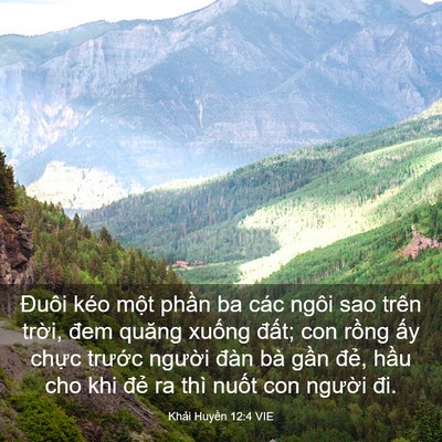 Picture 03 - Khải Huyền 12:4 VIE - Đuôi kéo một phần ba các ngôi sao trên - Bible Verse Picture