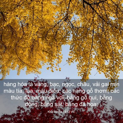 Picture 03 - Khải Huyền 18:12 VIE - hàng hóa là vàng, bạc, ngọc, châu, vải - Bible Verse Picture