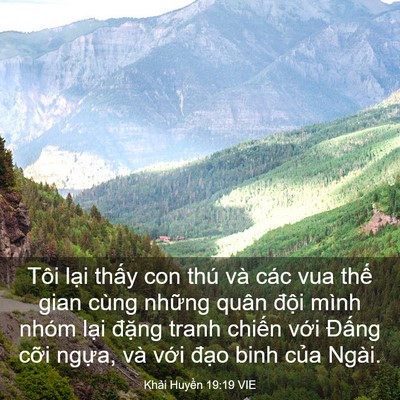 Picture 03 - Khải Huyền 19:19 VIE - Tôi lại thấy con thú và các vua thế - Bible Verse Picture