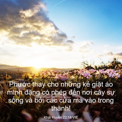 Picture 03 - Khải Huyền 22:14 VIE - Phước thay cho những kẻ giặt áo mình - Bible Verse Picture