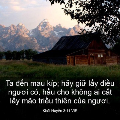 Picture 03 - Khải Huyền 3:11 VIE - Ta đến mau kíp; hãy giữ lấy điều - Bible Verse Picture