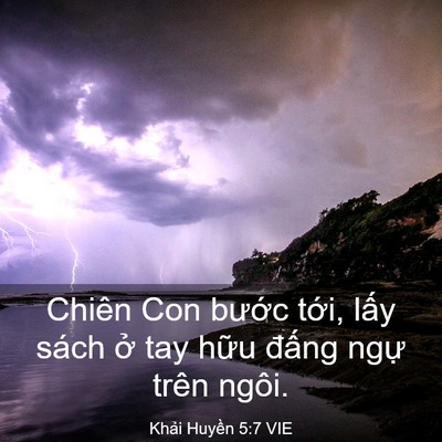Picture 03 - Khải Huyền 5:7 VIE - Chiên Con bước tới, lấy sách ở tay - Bible Verse Picture