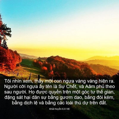 Picture 03 - Khải Huyền 6:8 VIE - Tôi nhìn xem, thấy một con ngựa vàng - Bible Verse Picture
