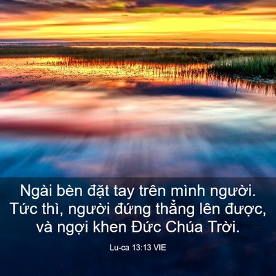 Picture 03 - Lu-ca 13:13 VIE - Ngài bèn đặt tay trên mình người. Tức - Bible Verse Picture