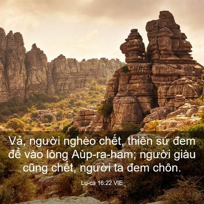 Picture 03 - Lu-ca 16:22 VIE - Vả, người nghèo chết, thiên sứ đem - Bible Verse Picture
