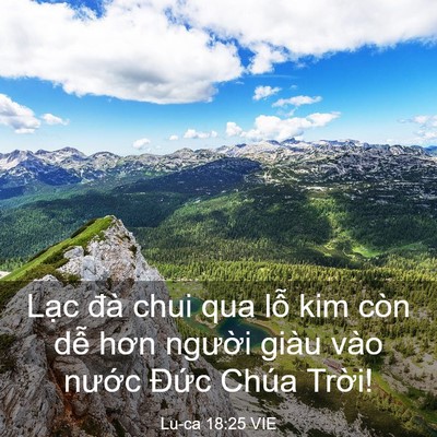 Picture 03 - Lu-ca 18:25 VIE - Lạc đà chui qua lỗ kim còn dễ hơn - Bible Verse Picture