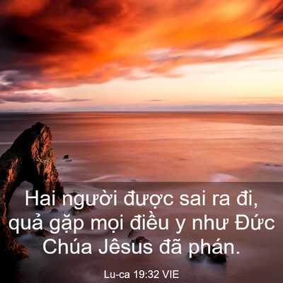 Picture 03 - Lu-ca 19:32 VIE - Hai người được sai ra đi, quả gặp - Bible Verse Picture