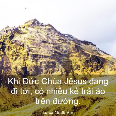 Picture 03 - Lu-ca 19:36 VIE - Khi Đức Chúa Jêsus đang đi tới, có - Bible Verse Picture