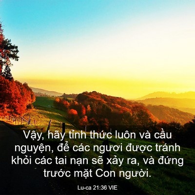 Picture 03 - Lu-ca 21:36 VIE - Vậy, hãy tỉnh thức luôn và cầu - Bible Verse Picture