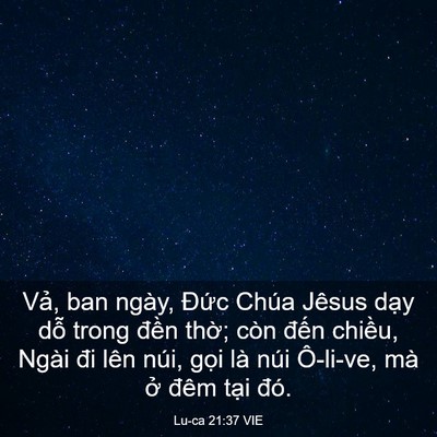 Picture 03 - Lu-ca 21:37 VIE - Vả, ban ngày, Đức Chúa Jêsus dạy dỗ - Bible Verse Picture