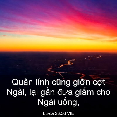 Picture 03 - Lu-ca 23:36 VIE - Quân lính cũng giỡn cợt Ngài, lại gần - Bible Verse Picture