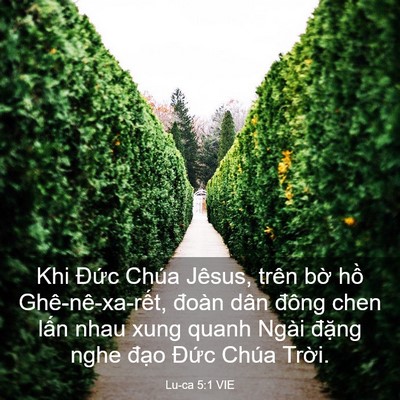 Picture 03 - Lu-ca 5:1 VIE - Khi Đức Chúa Jêsus, trên bờ hồ - Bible Verse Picture