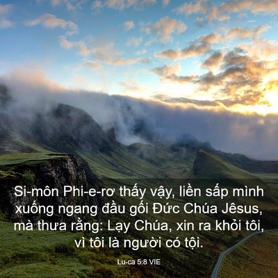 Picture 03 - Lu-ca 5:8 VIE - Si-môn Phi-e-rơ thấy vậy, liền sấp - Bible Verse Picture