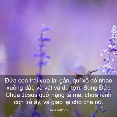 Picture 03 - Lu-ca 9:42 VIE - Đứa con trai vừa lại gần, quỉ xô nó - Bible Verse Picture