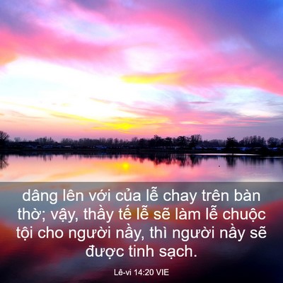 Picture 03 - Lê-vi 14:20 VIE - dâng lên với của lễ chay trên bàn - Bible Verse Picture