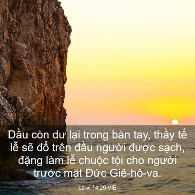 Picture 03 - Lê-vi 14:29 VIE - Dầu còn dư lại trong bàn tay, thầy tế - Bible Verse Picture