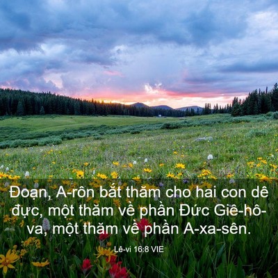 Picture 03 - Lê-vi 16:8 VIE - Đoạn, A-rôn bắt thăm cho hai con dê - Bible Verse Picture