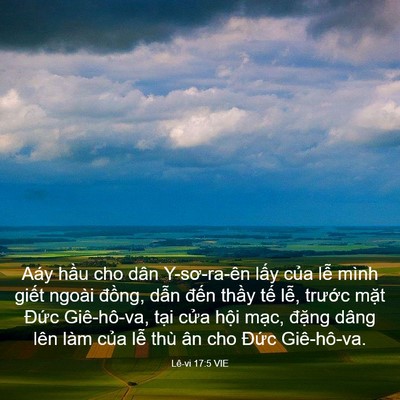 Picture 03 - Lê-vi 17:5 VIE - Aáy hầu cho dân Y-sơ-ra-ên lấy của lễ - Bible Verse Picture