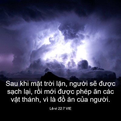 Picture 03 - Lê-vi 22:7 VIE - Sau khi mặt trời lặn, người sẽ - Bible Verse Picture