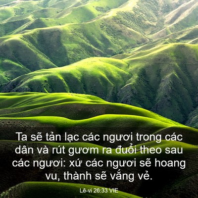 Picture 03 - Lê-vi 26:33 VIE - Ta sẽ tản lạc các ngươi trong các dân - Bible Verse Picture
