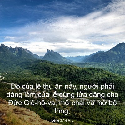 Picture 03 - Lê-vi 3:14 VIE - Do của lễ thù ân nầy, người phải - Bible Verse Picture