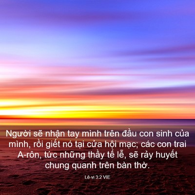 Picture 03 - Lê-vi 3:2 VIE - Người sẽ nhận tay mình trên đầu con - Bible Verse Picture