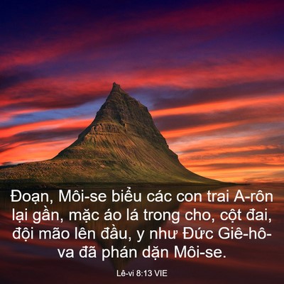 Picture 03 - Lê-vi 8:13 VIE - Đoạn, Môi-se biểu các con trai A-rôn - Bible Verse Picture