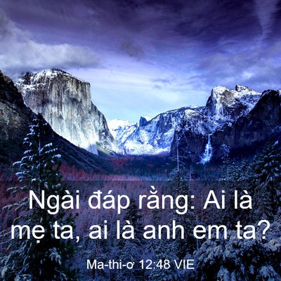Picture 03 - Ma-thi-ơ 12:48 VIE - Ngài đáp rằng: Ai là mẹ ta, ai là anh em - Bible Verse Picture