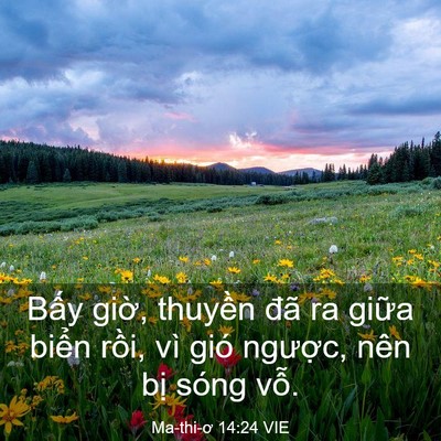 Picture 03 - Ma-thi-ơ 14:24 VIE - Bấy giờ, thuyền đã ra giữa biển - Bible Verse Picture
