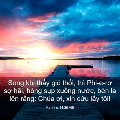 Picture 03 - Ma-thi-ơ 14:30 VIE - Song khi thấy gió thổi, thì Phi-e-rơ sợ - Bible Verse Picture