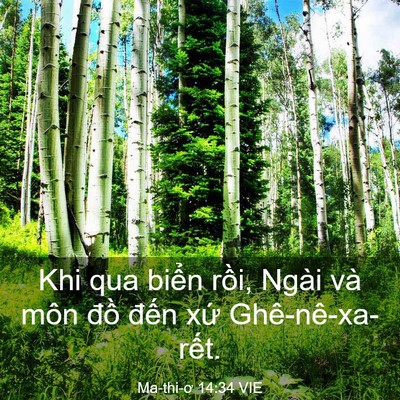 Picture 03 - Ma-thi-ơ 14:34 VIE - Khi qua biển rồi, Ngài và môn đồ đến - Bible Verse Picture