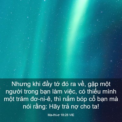 Picture 03 - Ma-thi-ơ 18:28 VIE - Nhưng khi đầy tớ đó ra về, gặp một - Bible Verse Picture