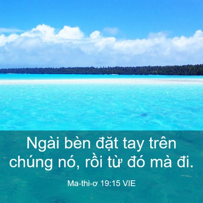 Picture 03 - Ma-thi-ơ 19:15 VIE - Ngài bèn đặt tay trên chúng nó, rồi - Bible Verse Picture