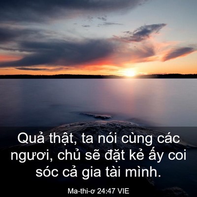 Picture 03 - Ma-thi-ơ 24:47 VIE - Quả thật, ta nói cùng các ngươi, chủ - Bible Verse Picture