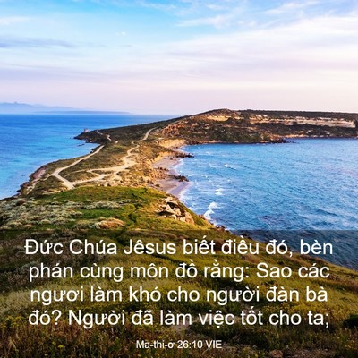 Picture 03 - Ma-thi-ơ 26:10 VIE - Đức Chúa Jêsus biết điều đó, bèn - Bible Verse Picture