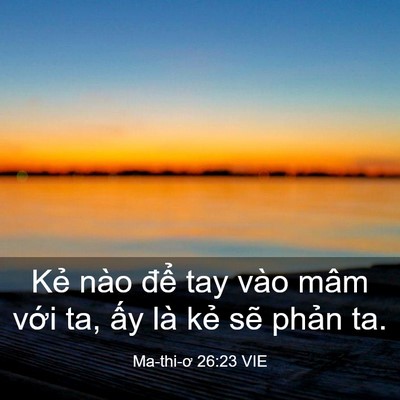 Picture 03 - Ma-thi-ơ 26:23 VIE - Kẻ nào để tay vào mâm với ta, ấy là - Bible Verse Picture