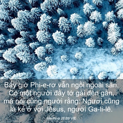 Picture 03 - Ma-thi-ơ 26:69 VIE - Bấy giờ Phi-e-rơ vẫn ngồi ngoài sân. - Bible Verse Picture