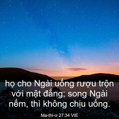 Picture 03 - Ma-thi-ơ 27:34 VIE - họ cho Ngài uống rượu trộn với mật - Bible Verse Picture