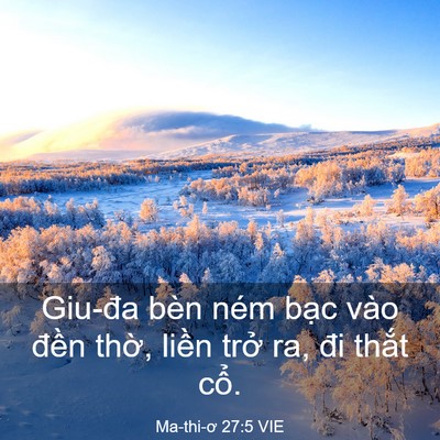 Picture 03 - Ma-thi-ơ 27:5 VIE - Giu-đa bèn ném bạc vào đền thờ, liền - Bible Verse Picture